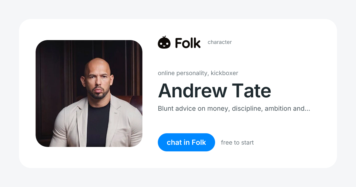 chat with Andrew Tate (online personality, kickboxer) | folk